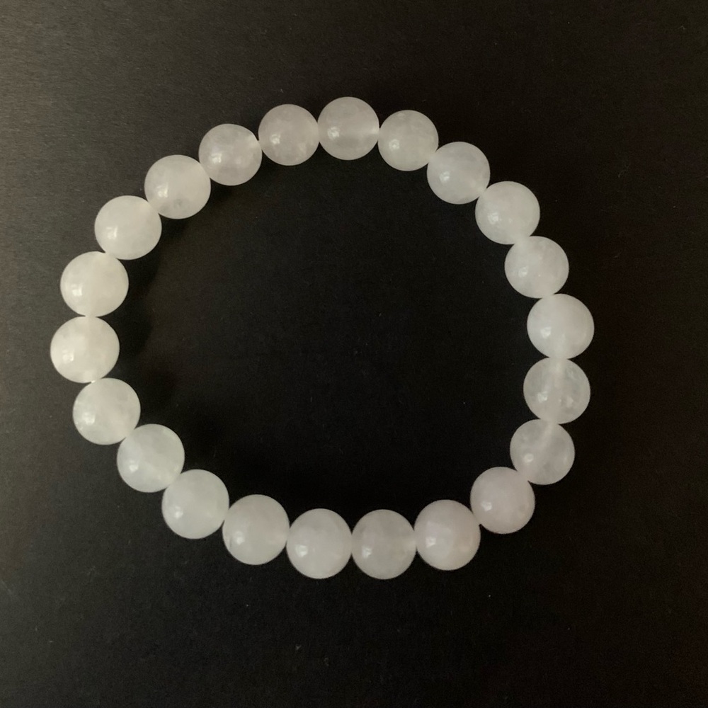 White Jade Beaded Stretch Bracelet